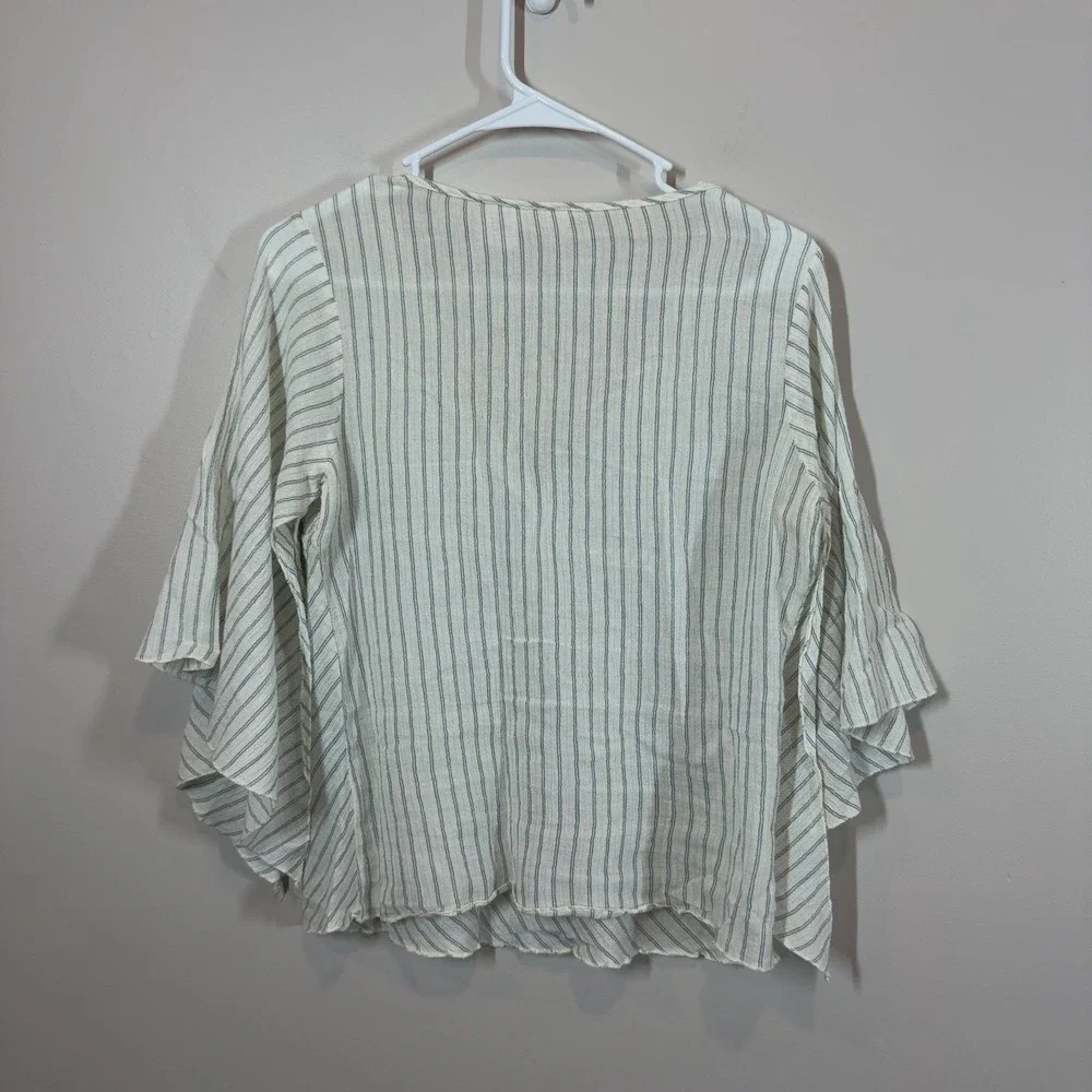 Xhilaration Striped Blouse Small V-Neck Flutter Sleeve Fairycore Boho Top
